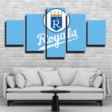MLB Kansas City Royals Baseball Team Blue Logo 5 Piece Canvas Wall Art Painting Wallpaper Poster Picture Print Photo Decor