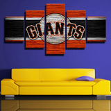 San Francisco Giants MLB Baseball Team Wood Logo 5 Piece Canvas Wall Art Painting Wallpaper Poster Picture Print Photo Decor