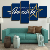 Houston Astros MLB Baseball Sports Team Blue Logo 5 Piece Canvas Wall Art Painting Wallpaper Poster Picture Print Photo Decor
