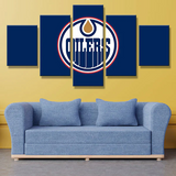 Edmonton Oilers NHL Hockey Sports Lce Blue Logo 5 Piece Canvas Wall Art Painting Wallpaper Poster Picture Print Photo Decor