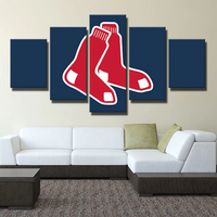 Boston Red Sox MLB Baseball Team Logo Red Sock 5 Piece Canvas Wall Art Painting Wallpaper Poster Picture Print Photo Decor