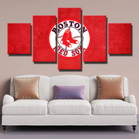Boston Red Sox MLB Baseball Sports Team Red Logo 5 Piece Canvas Wall Art Painting Wallpaper Poster Picture Print Photo Decor