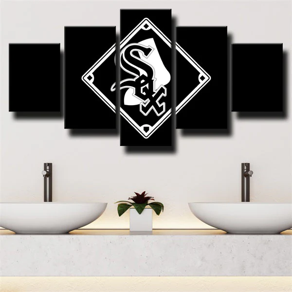 MLB Chicago White Sox Baseball Sports Team Logo 5 Piece Canvas Wall Art Painting Wallpaper Poster Picture Print Photo Decor