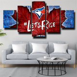 Toronto Blue Jays MLB Baseball Team Logo Maple Leaf 5 Piece Canvas Wall Art Painting Wallpaper Poster Picture Print Photo Decor