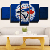 Toronto Blue Jays MLB Baseball Team Logo Dark Blue 5 Piece Canvas Wall Art Painting Wallpaper Poster Picture Print Photo Decor