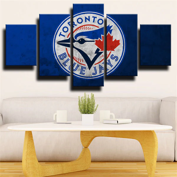 Toronto Blue Jays MLB Baseball Team Logo Dark Blue 5 Piece Canvas Wall Art Painting Wallpaper Poster Picture Print Photo Decor