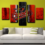 Baltimore Orioles MLB Baseball Team Red And Black Logo 5 Piece Canvas Wall Art Painting Wallpaper Poster Picture Print Photo Decor