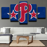 MLB Philadelphia Phillies Baseball Team Logo Blue & Red 5 Piece Canvas Wall Art Painting Wallpaper Poster Picture Print Photo Decor