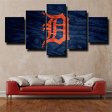 Detroit Tigers MLB Baseball Sports Team Dark Blue Logo 5 Piece Canvas Wall Art Painting Wallpaper Poster Picture Print Photo Decor