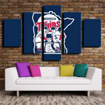 MLB Baseball Sports Minnesota Twins Team Logo 5 Piece Canvas Wall Art Painting Wallpaper Poster Picture Print Photo Decor