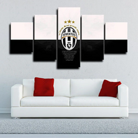 Juventus FC Italian Serie A Football Team Logo 5 Piece Canvas Wall Art Painting Wallpaper Poster Picture Print Photo Decor