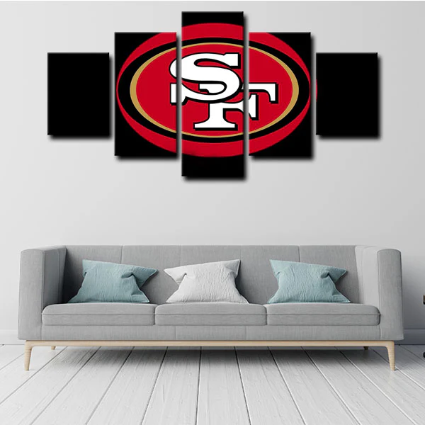 NFL Football Sports Team San Francisco 49ers Logo 5 Piece Canvas Wall ...