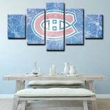 NHL Hockey Montreal Canadiens Sports Team Logo 5 Piece Canvas Wall Art Painting Wallpaper Poster Picture Print Photo Decor