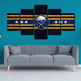 NHL Hockey Sports Team Buffalo Sabres Logo 5 Piece Canvas Wall Art Painting Wallpaper Poster Picture Print Photo Decor