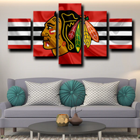 Chicago Blackhawks NHL Hockey Sports Team Logo 5 Piece Canvas Wall Art Painting Wallpaper Poster Picture Print Photo Decor