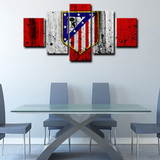 Atlético Madrid Football Club Soccer Team Logo 5 Piece Canvas Wall Art Painting Wallpaper Poster Picture Print Photo Decor