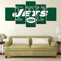 New York Jets NFL Football Sports Team Green Logo 5 Piece Canvas Wall Art Painting Wallpaper Poster Picture Print Photo Decor
