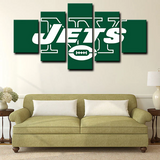 New York Jets NFL Football Sports Team Green Logo 5 Piece Canvas Wall Art Painting Wallpaper Poster Picture Print Photo Decor