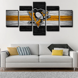 Pittsburgh Penguins NHL Hockey Sports Team Logo 5 Piece Canvas Wall Art Painting Wallpaper Poster Picture Print Photo Decor