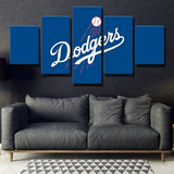 Los Angeles Dodgers MLB Baseball Sports Team Blue Logo 5 Piece Canvas Wall Art Painting Wallpaper Poster Picture Print Photo Decor