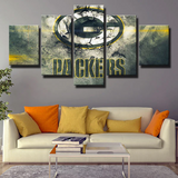NFL Sports Team Green Bay Packers Logo Split Wall 5 Piece Canvas Wall Art Painting Wallpaper Poster Picture Print Photo Decor