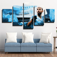 Sergio Agüero Manchester City FC Striker Football 5 Piece Canvas Wall Art Painting Wallpaper Poster Picture Print Photo Decor