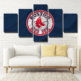 Boston Red Sox MLB Baseball Team Logo Emblem 5 Piece Canvas Wall Art Painting Wallpaper Poster Picture Print Photo Decor