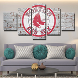 MLB Baseball Boston Red Sox Sports Team Logo Bick 5 Piece Canvas Wall Art Painting Wallpaper Poster Picture Print Photo Decor