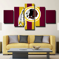 Washington Redskins NFL Football Yellow Stripes Logo 5 Piece Canvas Wall Art Painting Wallpaper Poster Picture Print Photo Decor