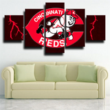 Cincinnati Reds MLB Baseball Team Logo Mascots 5 Piece Canvas Wall Art Painting Wallpaper Poster Picture Print Photo Decor