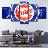Chicago Cubs MLB Baseball Sports team Blue Logo 5 Piece Canvas Wall Art Painting Wallpaper Poster Picture Print Photo Decor