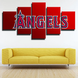 Los Angeles Angels MLB Baseball Team Logo Main Red 5 Piece Canvas Wall Art Painting Wallpaper Poster Picture Print Photo Decor
