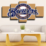 Milwaukee Brewers MLB Baseball Sports Team Logo 5 Piece Canvas Wall Art Painting Wallpaper Poster Picture Print Photo Decor