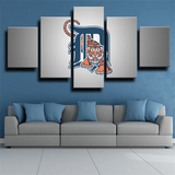 Detroit Tigers MLB Baseball Sports Team Gary Logo 5 Piece Canvas Wall Art Painting Wallpaper Poster Picture Print Photo Decor