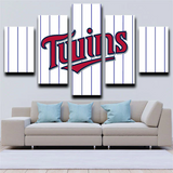 Minnesota Twins MLB Baseball Team Stripes Logo 5 Piece Canvas Wall Art Painting Wallpaper Poster Picture Print Photo Decor