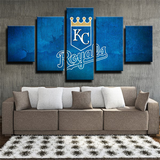 MLB Baseball Team Kansas City Royals Blue Logo 5 Piece Canvas Wall Art Painting Wallpaper Poster Picture Print Photo Decor