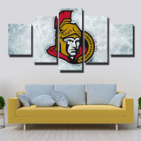 NHL Hockey Team Ottawa Senators Scratched Ice Logo 5 Piece Canvas Wall Art Painting Wallpaper Poster Picture Print Photo Decor