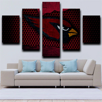 Arizona Cardinals NFL Sports Team Deep Red Logo 5 Piece Canvas Wall Art Painting Wallpaper Poster Picture Print Photo Decor