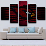 Arizona Cardinals NFL Sports Team Deep Red Logo 5 Piece Canvas Wall Art Painting Wallpaper Poster Picture Print Photo Decor