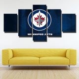 Winnipeg Jets NHL Hockey Sports Navy Blue Logo 5 Piece Canvas Wall Art Painting Wallpaper Poster Picture Print Photo Decor