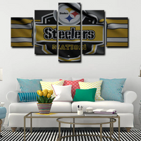 NFL Football Sports Team Pittsburgh Steelers Logo 5 Piece Canvas Wall Art Painting Wallpaper Poster Picture Print Photo Decor