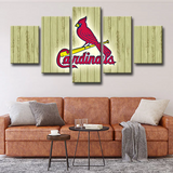 MLB Baseball Sports Team St. Louis Cardinals Logo 5 Piece Canvas Wall Art Painting Wallpaper Poster Picture Print Photo Decor
