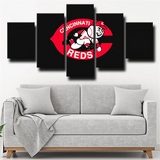 Cincinnati Reds Jays MLB Baseball Team Black Logo 5 Piece Canvas Wall Art Painting Wallpaper Poster Picture Print Photo Decor