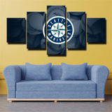 MLB Sports Seattle Mariners Baseball Team Logo 5 Piece Canvas Wall Art Painting Wallpaper Poster Picture Print Photo Decor