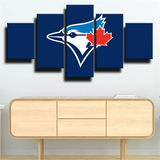 MLB Baseball Team Toronto Blue Jays Logo Blue 5 Piece Canvas Wall Art Painting Wallpaper Poster Picture Print Photo Decor
