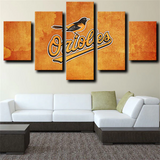 Baltimore Orioles MLB Baseball Team Golden Logo 5 Piece Canvas Wall Art Painting Wallpaper Poster Picture Print Photo Decor