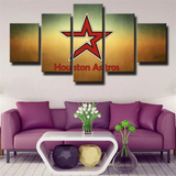 Houston Astros MLB Baseball Sports Team Logo 5 Piece Canvas Wall Art Painting Wallpaper Poster Picture Print Photo Decor
