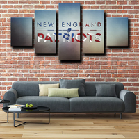 NFL Football Team New England Patriots Text Logo 5 Piece Canvas Wall Art Painting Wallpaper Poster Picture Print Photo Decor