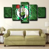 Boston Celtics NBA Basketball Sports Team Green Logo 5 Piece Canvas Wall Art Painting Wallpaper Poster Picture Print Photo Decor