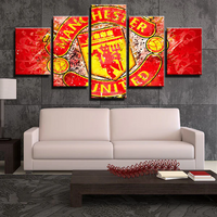 Manchester United Football Club Soccer Team Logo 5 Piece Canvas Wall Art Painting Wallpaper Poster Picture Print Photo Decor